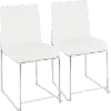 DC-HBFUJI SSW2 Fuji White and Silver Leather Dining Chairs, Set of 2