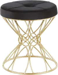 B18-JASMINE AUVBK Black Velvet Vanity Stool