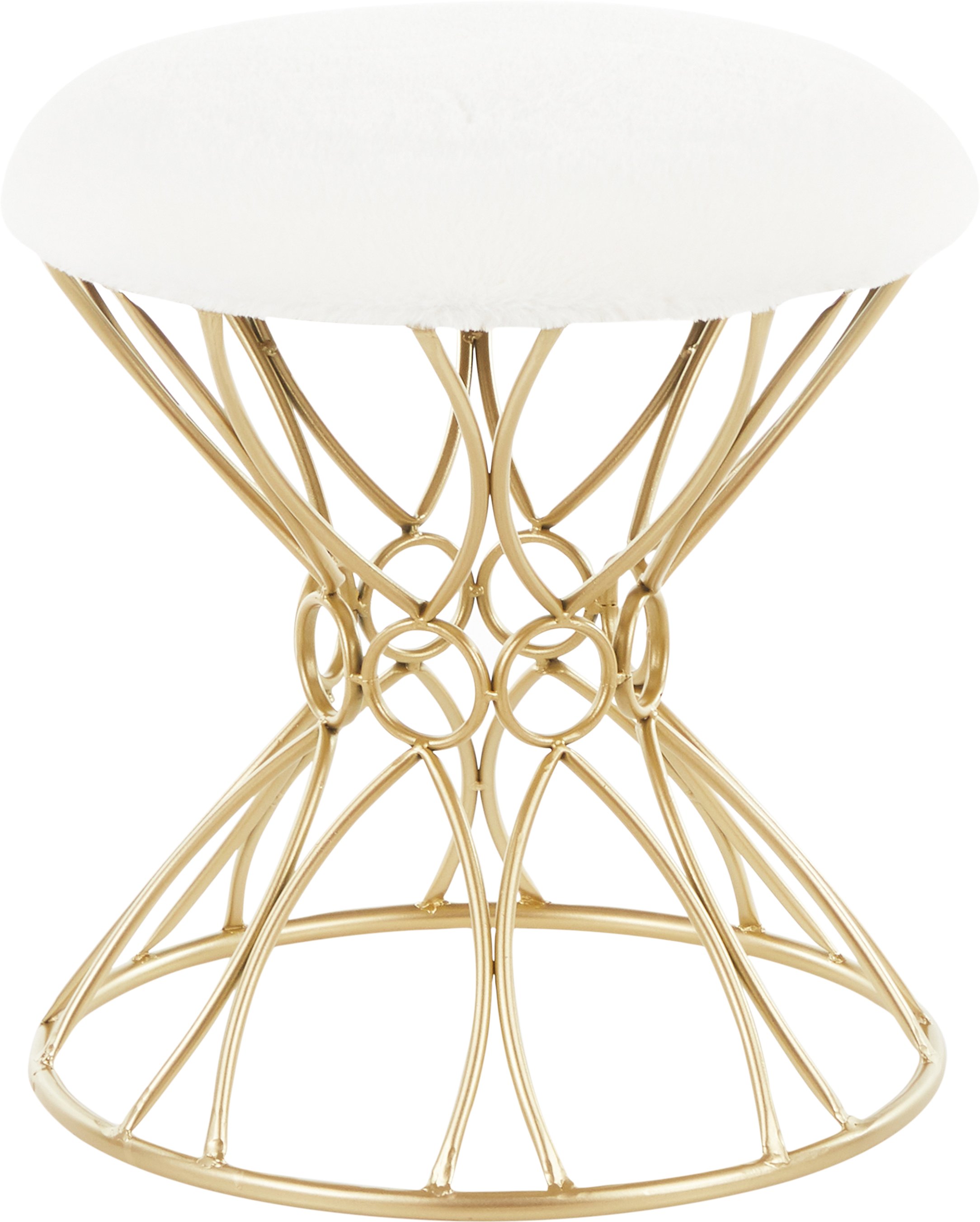 B18-JASMINE PLSH AUW White Velvet Vanity Stool-1