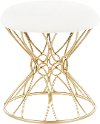 B18-JASMINE PLSH AUW White Velvet Vanity Stool