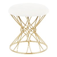 B18-JASMINE PLSH AUW White Velvet Vanity Stool