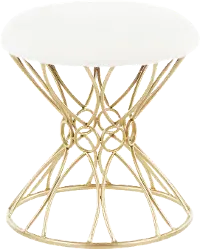 B18-JASMINE PLSH AUW White Velvet Vanity Stool