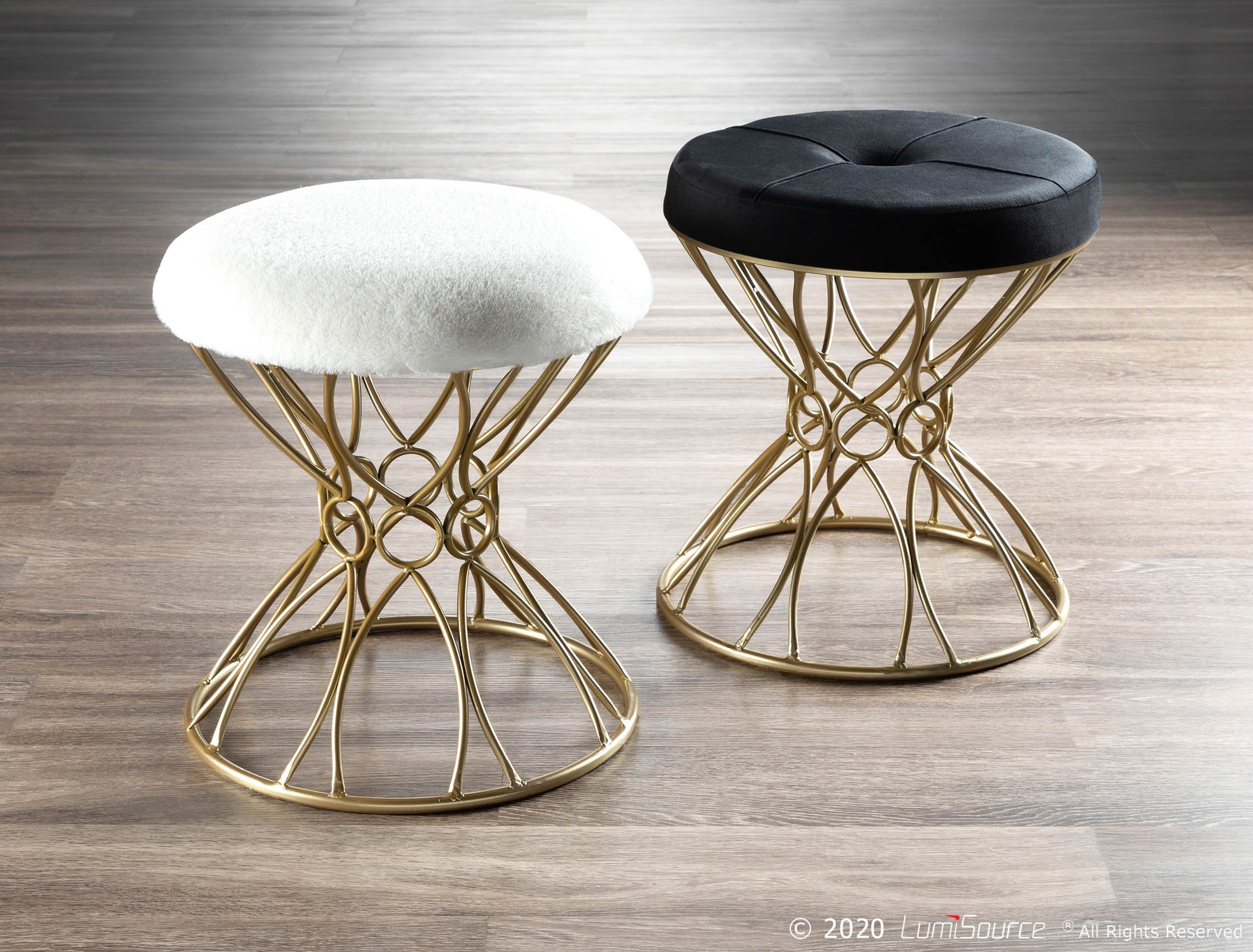B18-JASMINE PLSH AUW White Velvet Vanity Stool-3