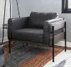 CHR-KARI BKGY Farmhouse Black Faux Leather Accent Chair - Kari