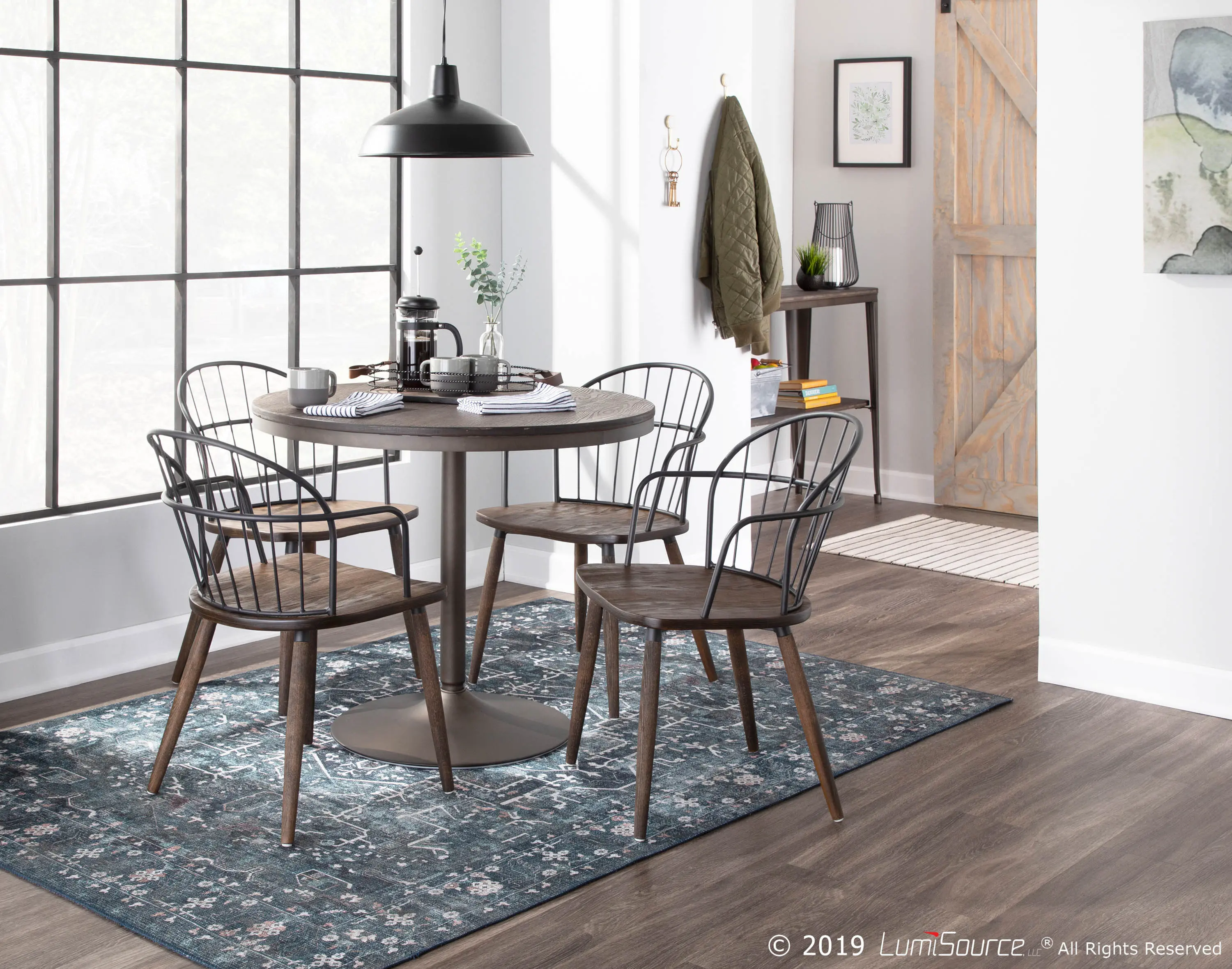 CH-RILEY BNBK Walnut and Black Industrial Chair-2