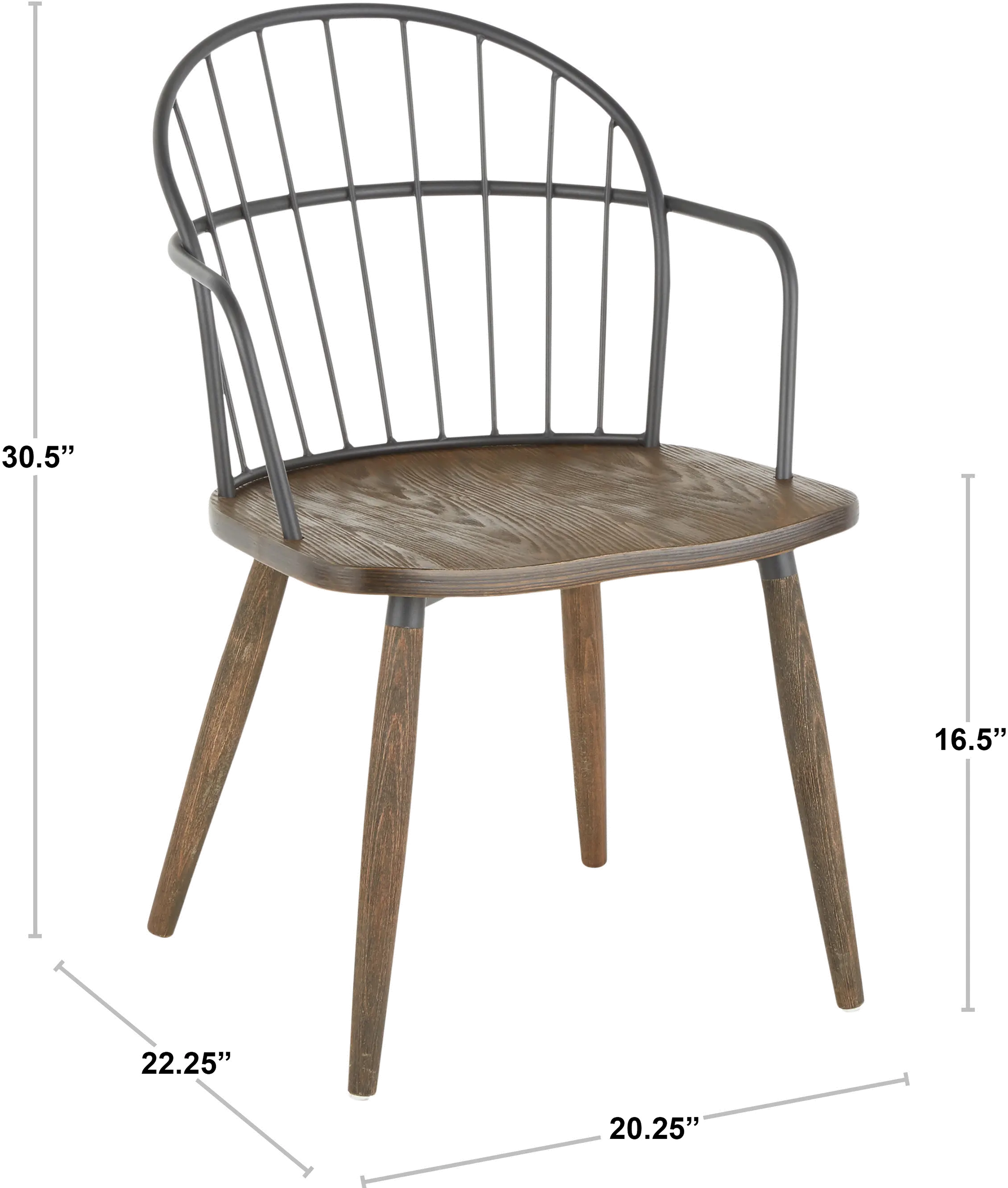 CH-RILEY BNBK Walnut and Black Industrial Chair-7