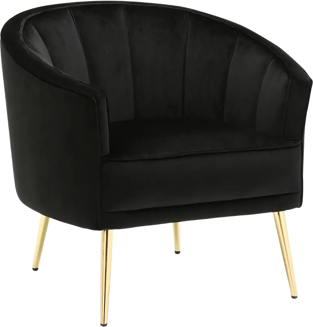 CHR-TANIA AU+BK Tania Black Velvet Glam Accent Chair-1