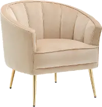 CHR-TANIA AU+CHMP Contemporary Champagne Velvet Glam Accent Chair - Tania