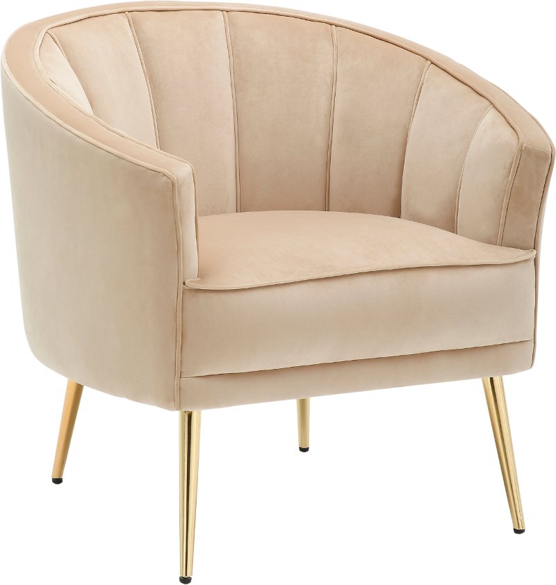 Contemporary Champagne Velvet Glam Accent Chair - Tania 