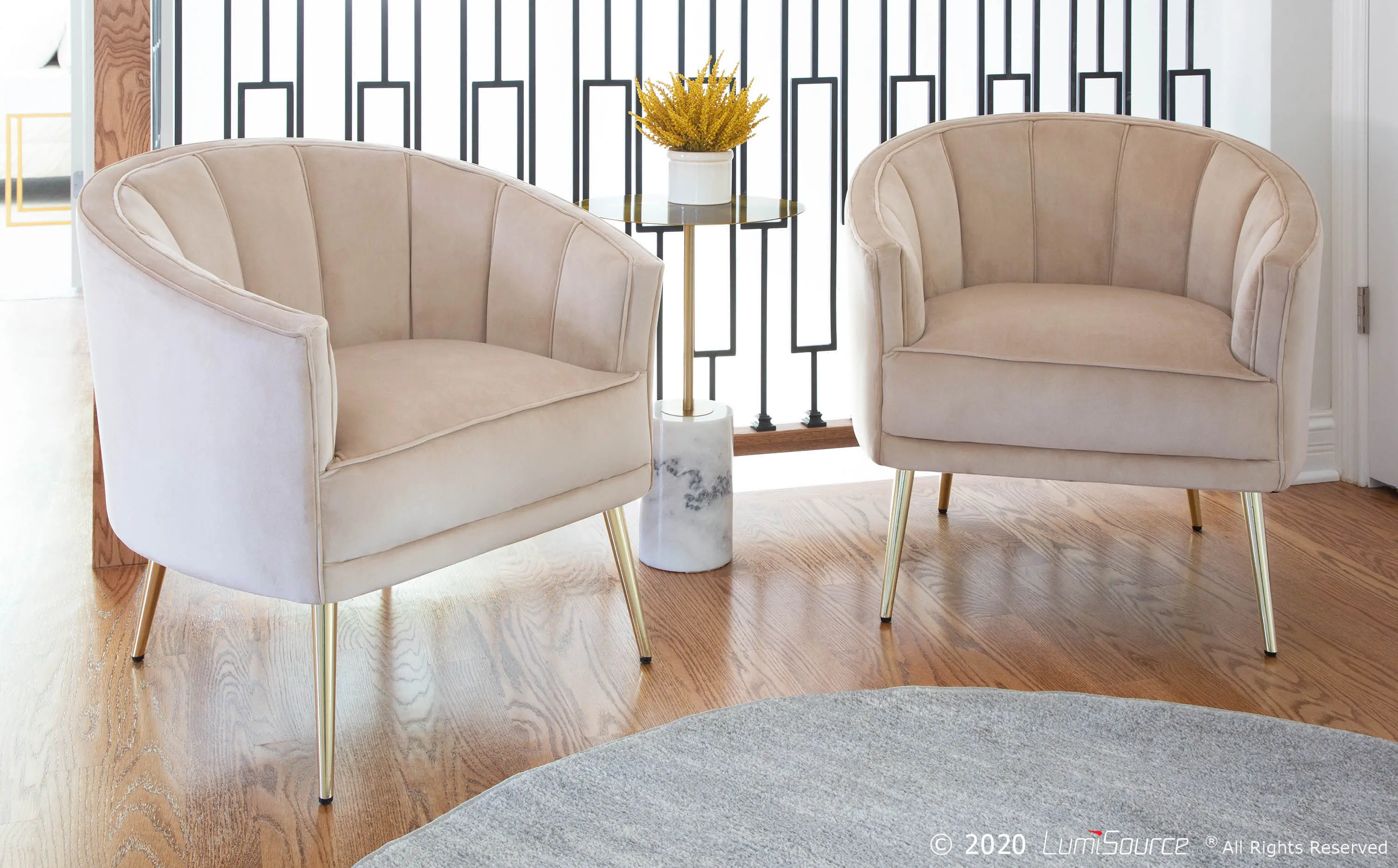 CHR-TANIA AU+CHMP Contemporary Champagne Velvet Glam Accent Chair - Tania-3