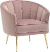 CHR-TANIA AU+PK Contemporary Blush Pink Velvet Glam Accent Chair - Tania