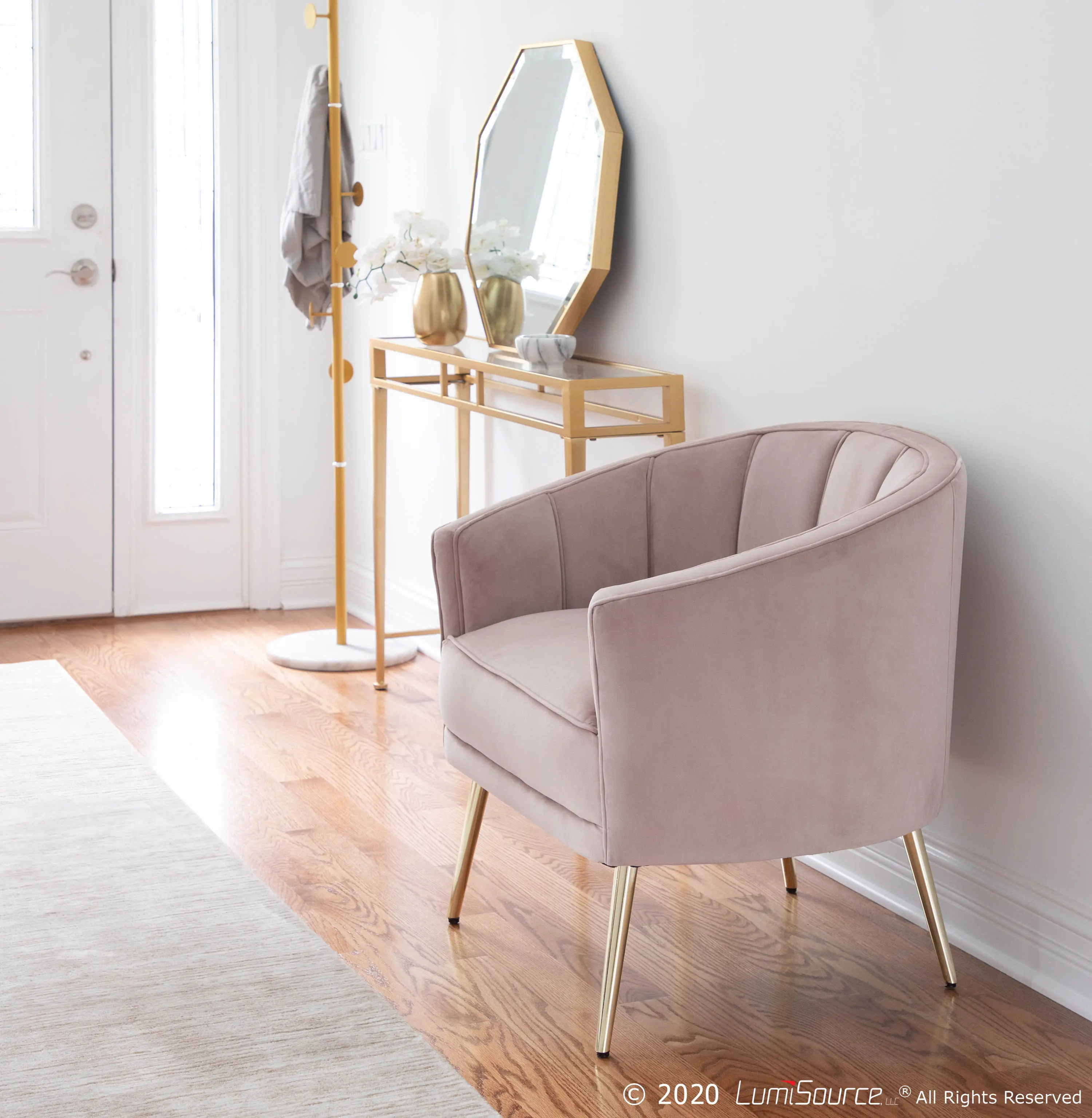 CHR-TANIA AU+PK Tania Blush Pink Velvet Glam Accent Chair-2