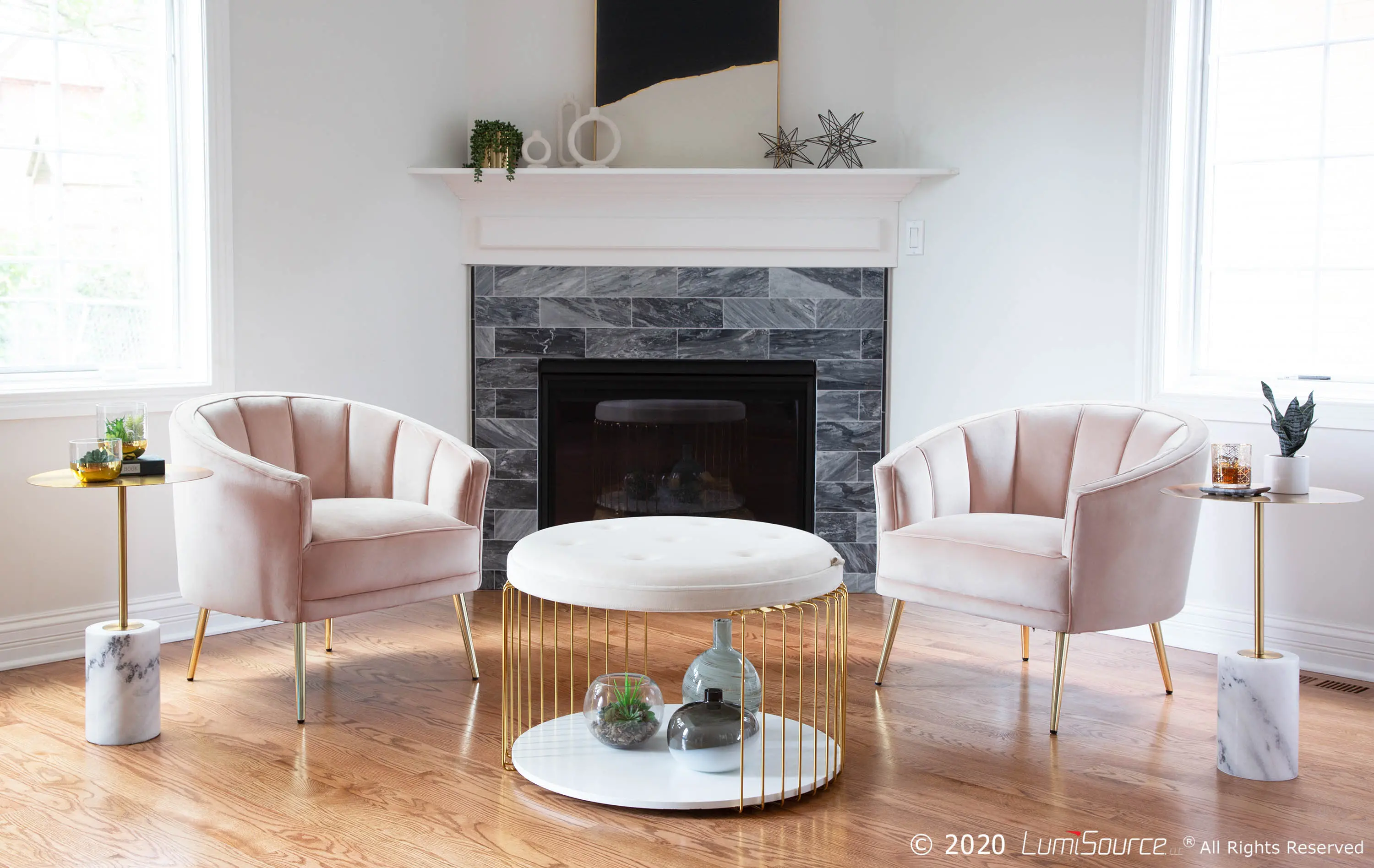 CHR-TANIA AU+PK Tania Blush Pink Velvet Glam Accent Chair-8