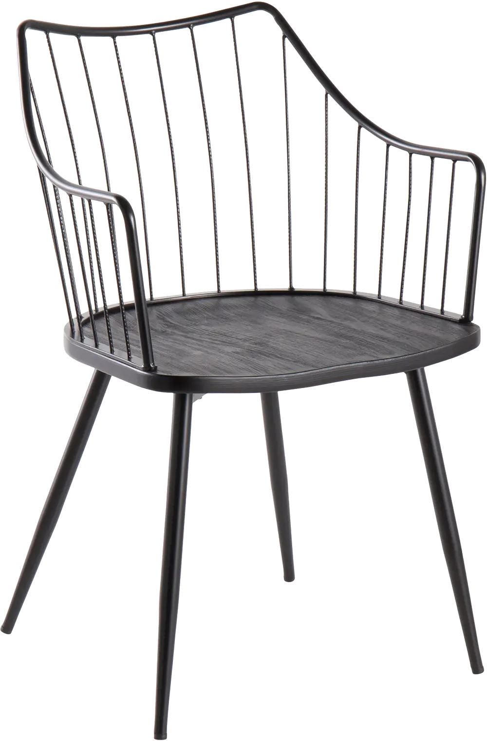 CH-WINSTON BKBK Winston Farmhouse Black Metal and Black Wood Chair-1