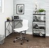 OFD-FOLIACNR SVBK Silver and Black Corner Desk - Folia