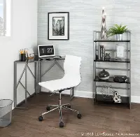 OFD-FOLIACNR SVBK Silver and Black Corner Desk - Folia