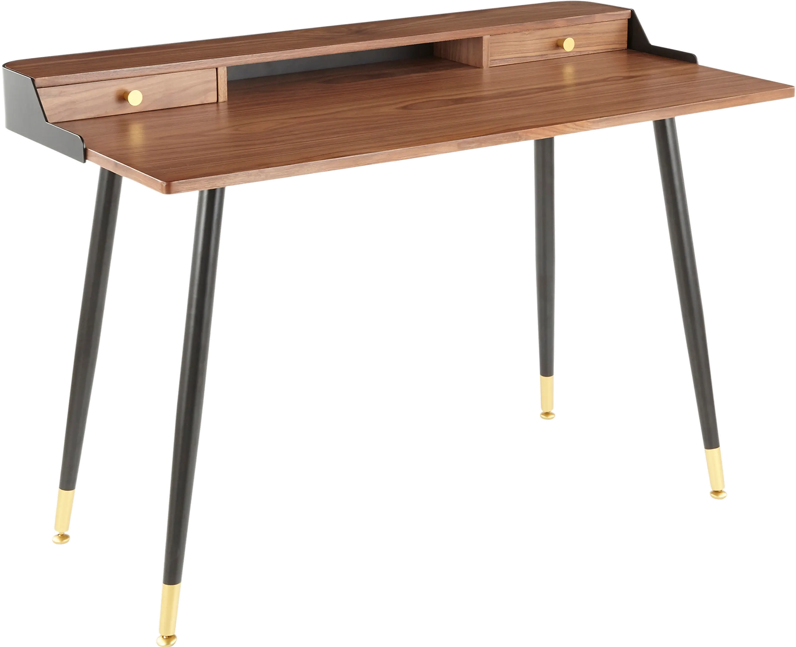 OFD-HRVY BK+WL Mid-century Modern Walnut Office Desk - Harvey-2
