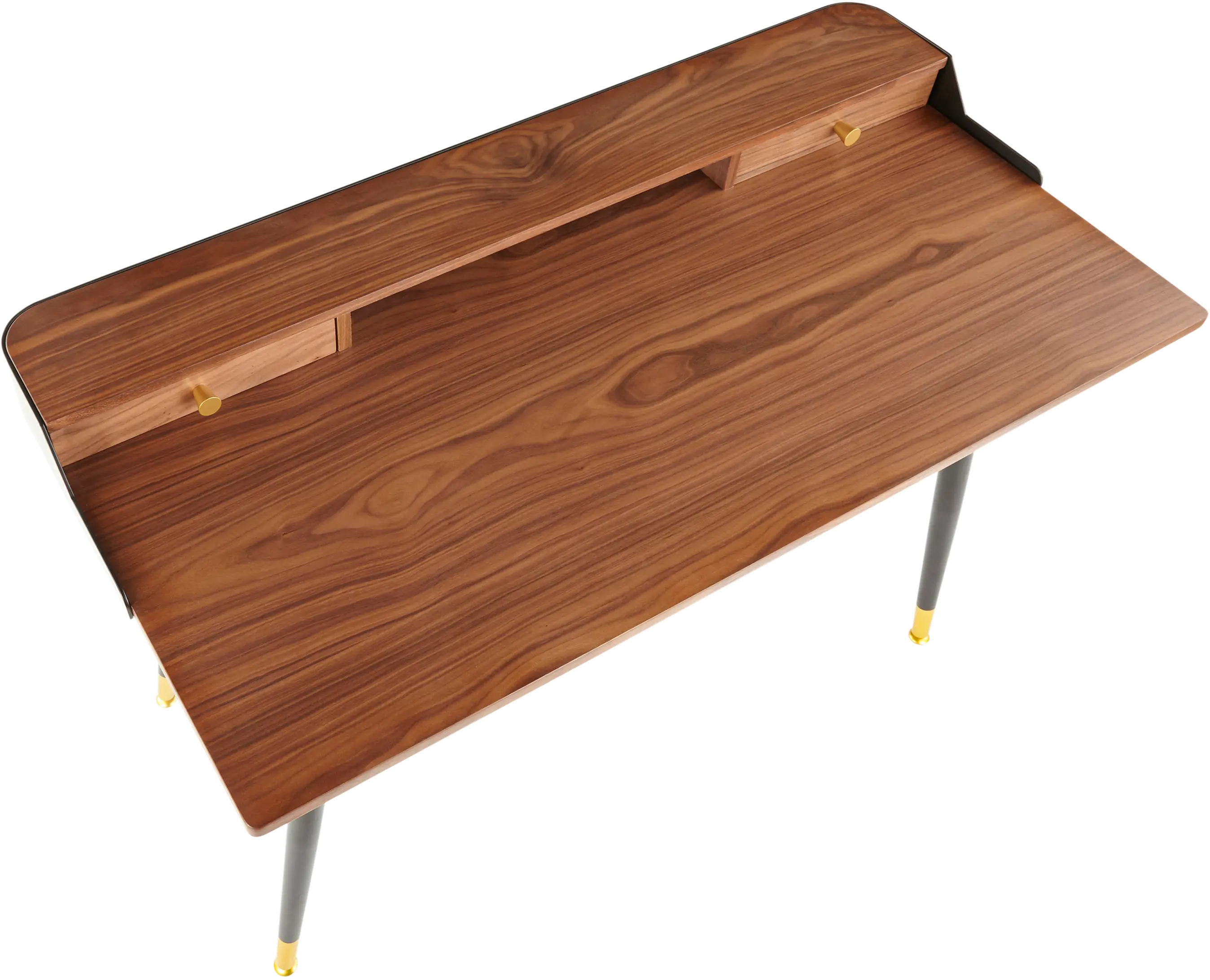 OFD-HRVY BK+WL Mid-century Modern Walnut Office Desk - Harvey-5