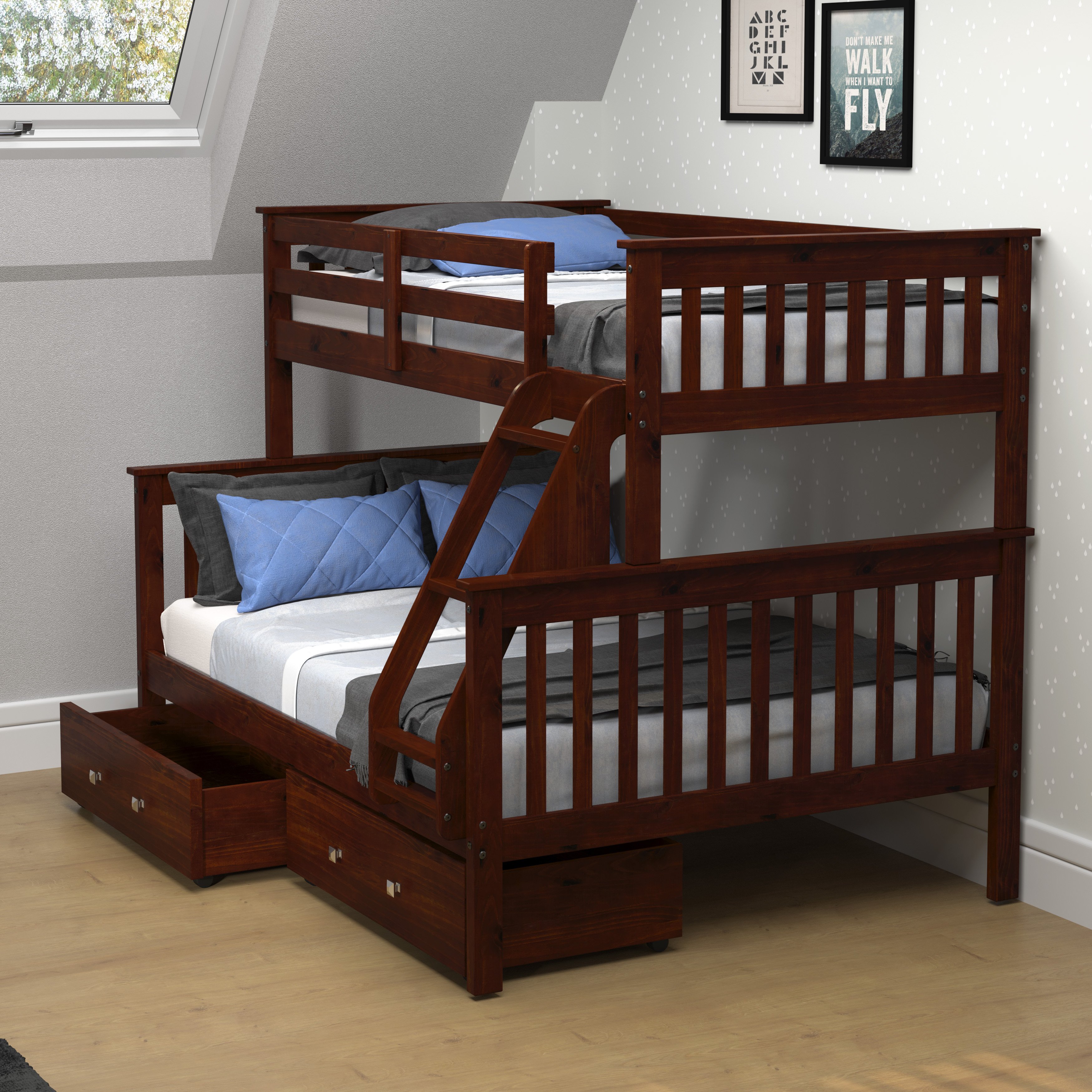 Dark Brown Twin-over-Full Bunk Bed with Storage - Craftsman-2