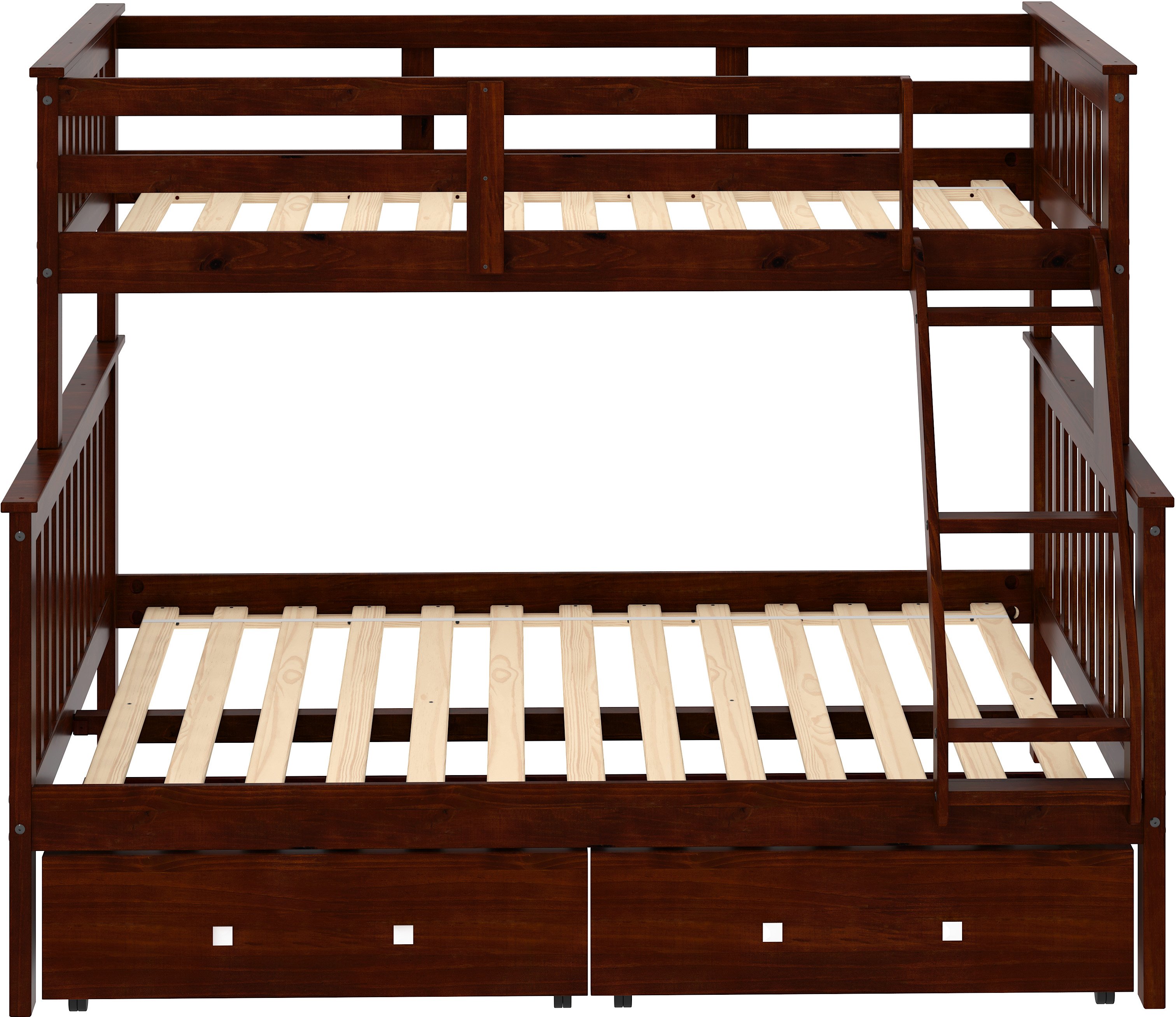 Dark Brown Twin-over-Full Bunk Bed with Storage - Craftsman-4