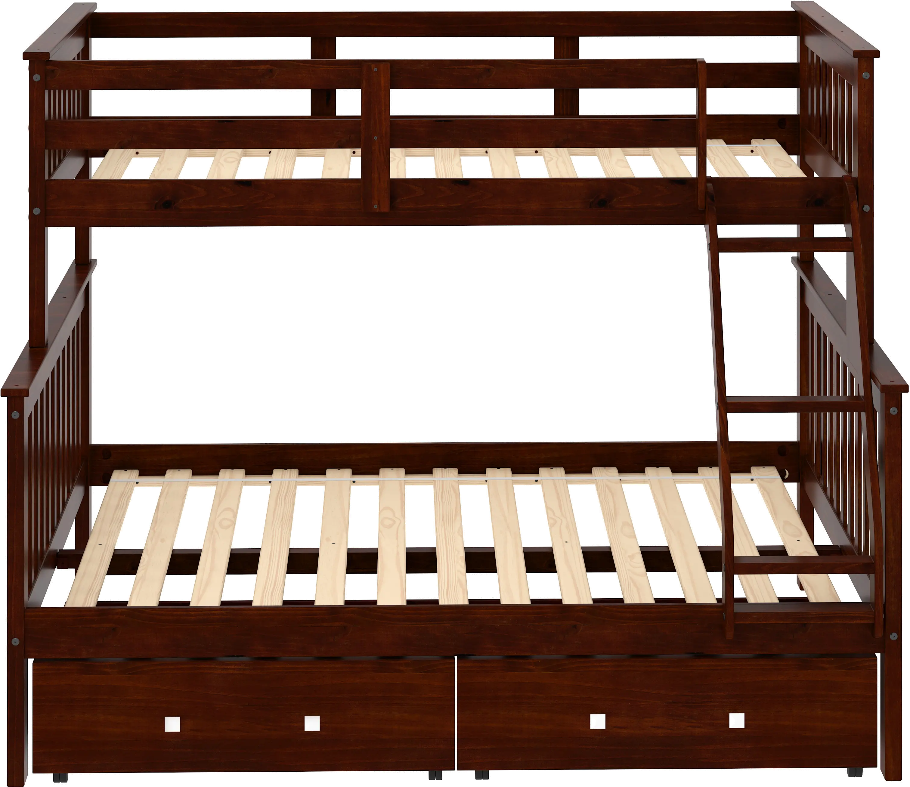Dark Brown Twin-over-Full Bunk Bed with Storage - Craftsman-4