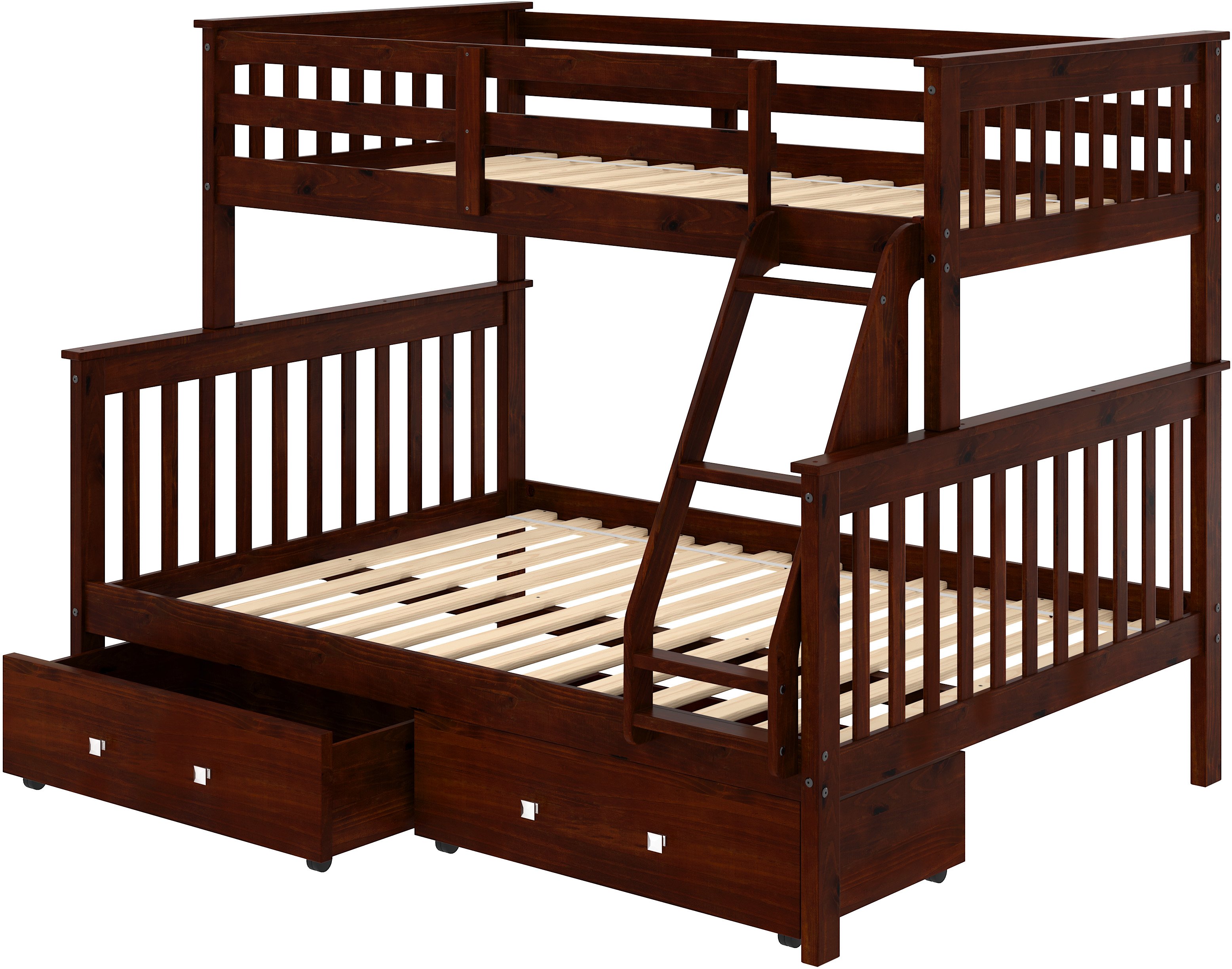 Dark Brown Twin-over-Full Bunk Bed with Storage - Craftsman-5