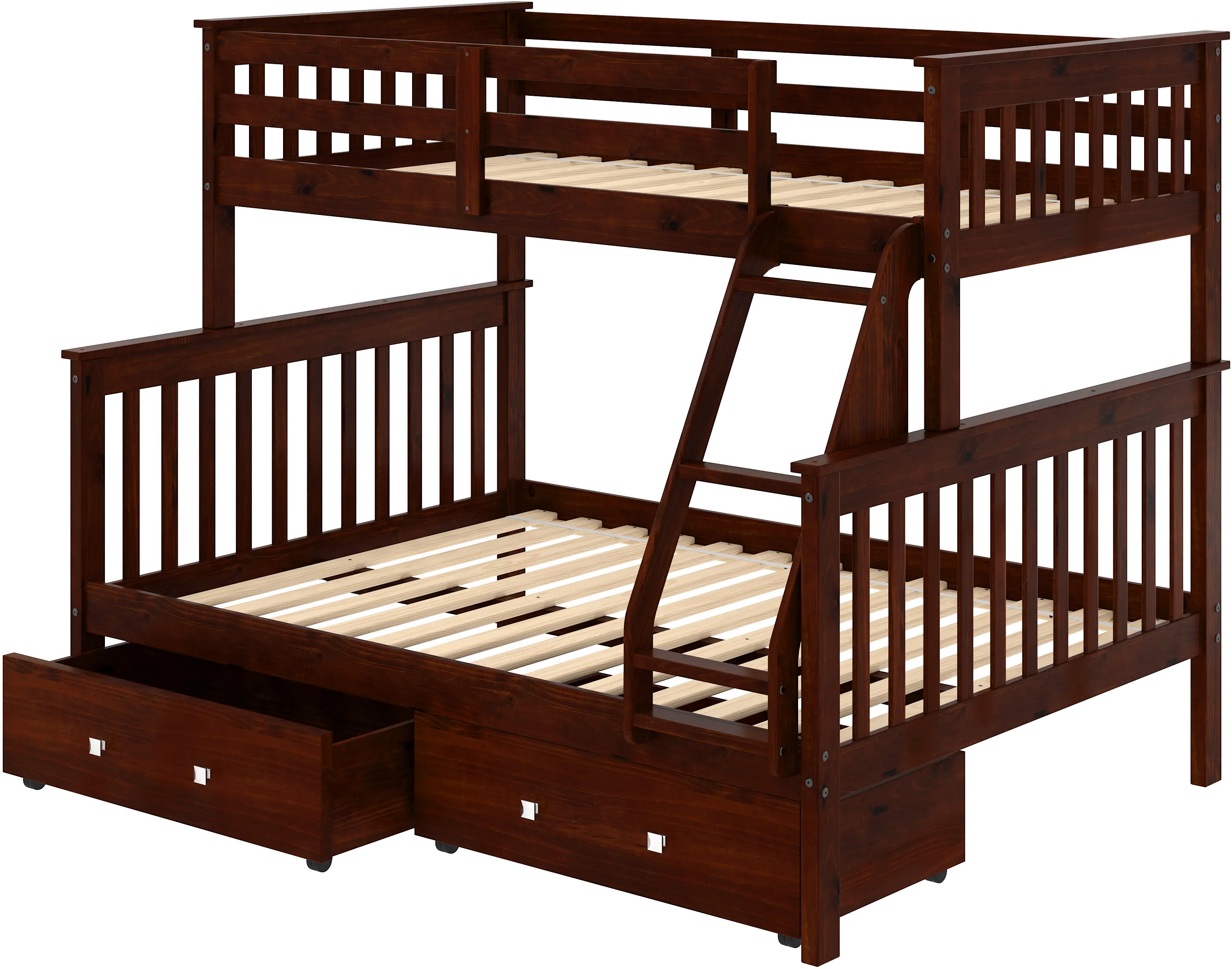 Dark Brown Twin-over-Full Bunk Bed with Storage - Craftsman-5