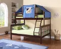 Dark Brown Twin-over-Full Bunk Bed with Tent - Craftsman