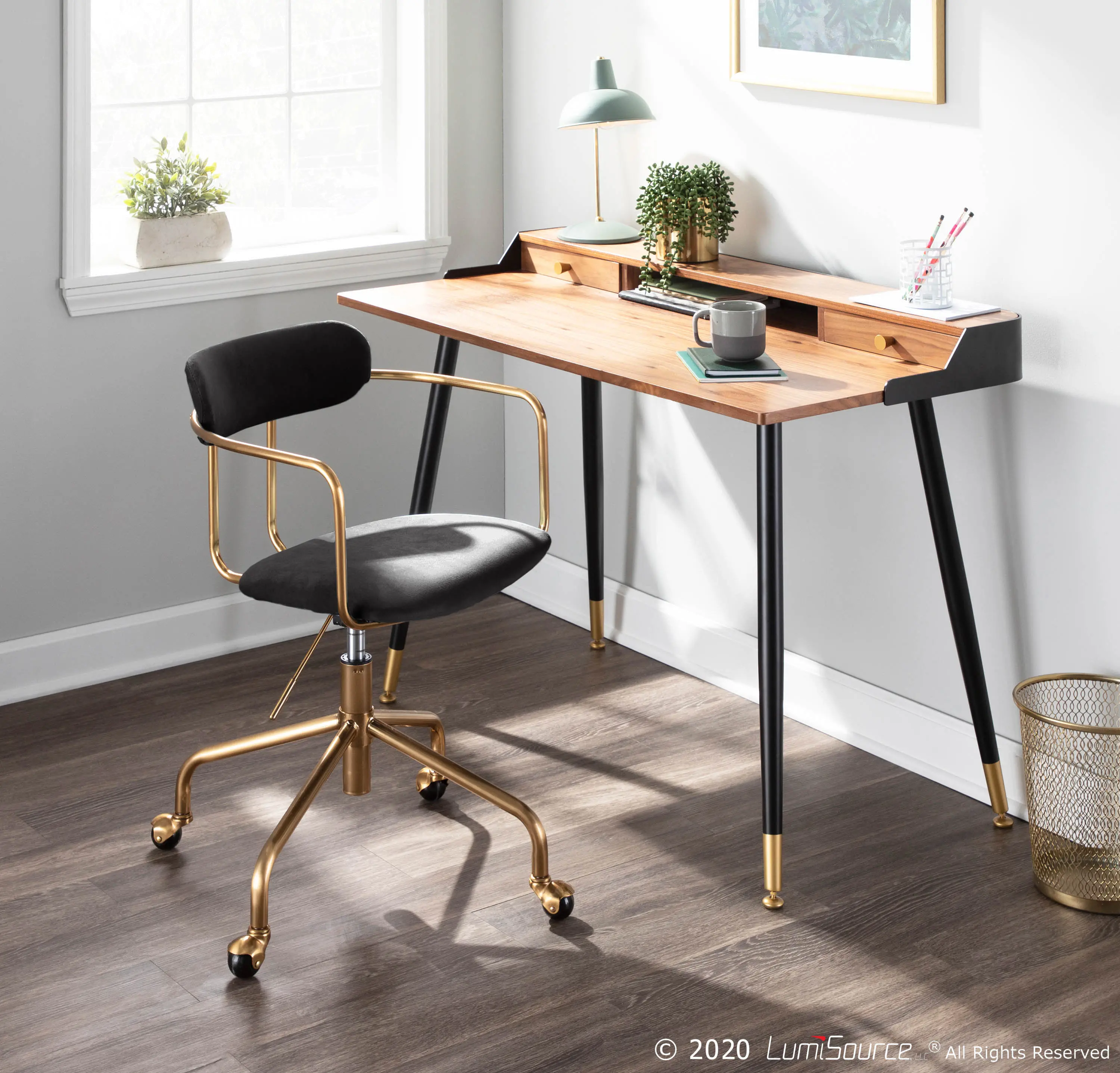 OC-DEMI AUVBK Black Velvet Office Chair - Demi-7