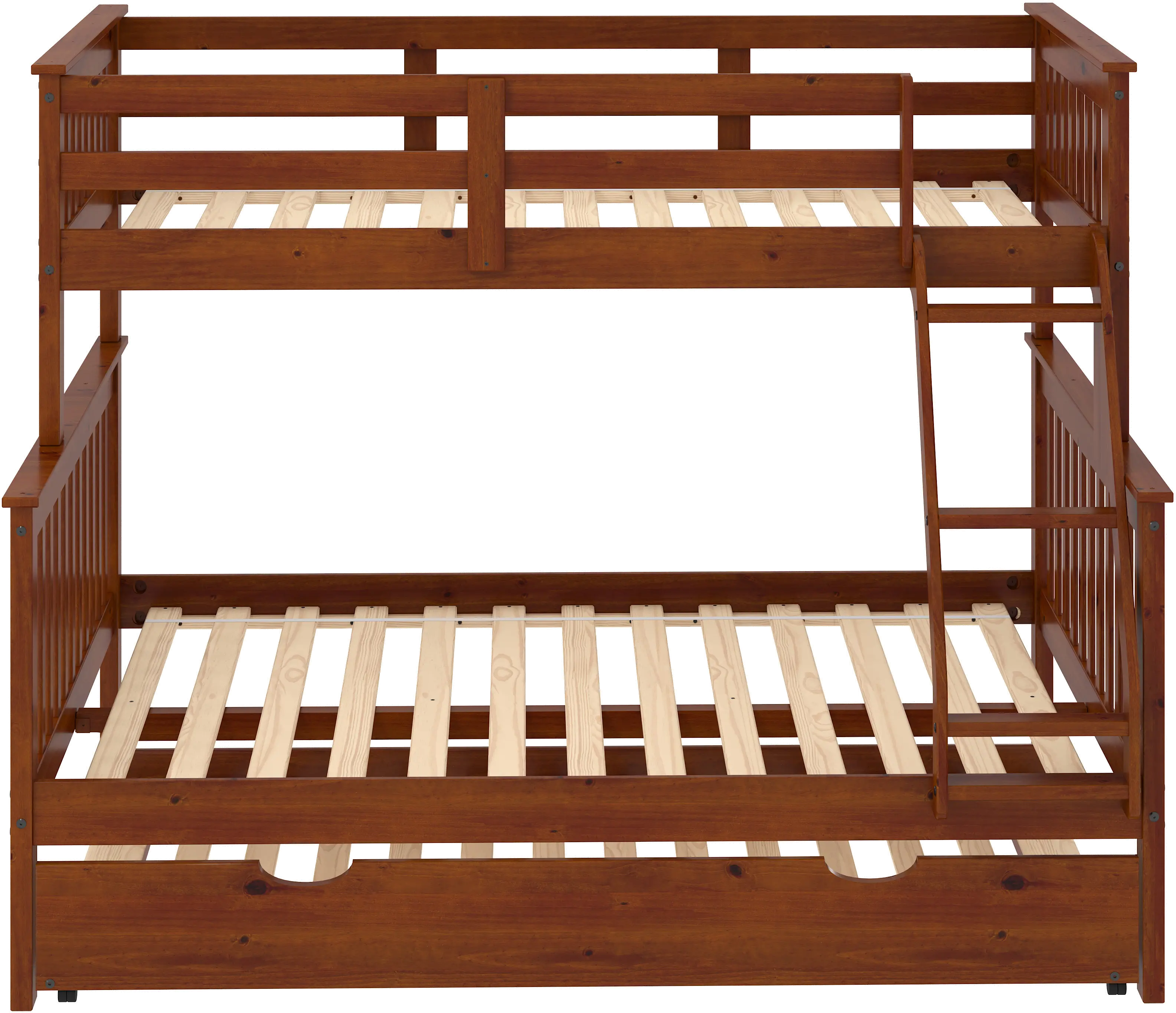 Brown Twin-over-Full Bunk Bed with Trundle - Craftsman-4