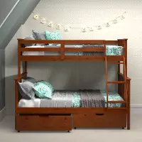 Brown Twin-over-Full Bunk Bed with Storage - Craftsman