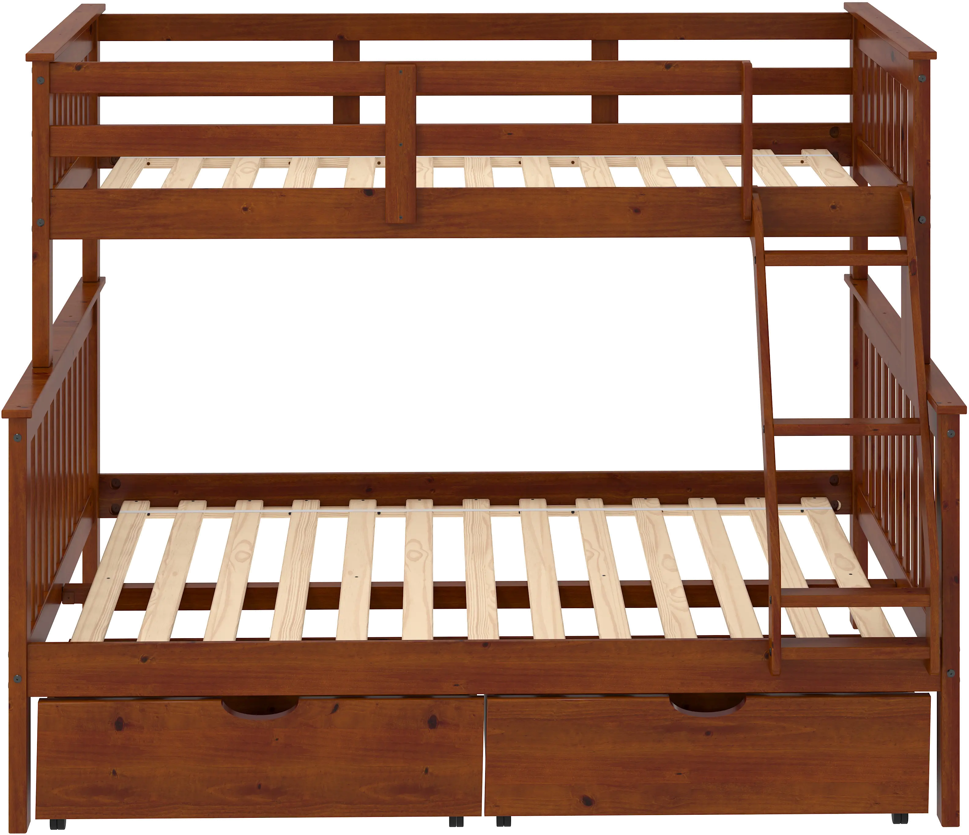 Brown Twin-over-Full Bunk Bed with Storage - Craftsman-4