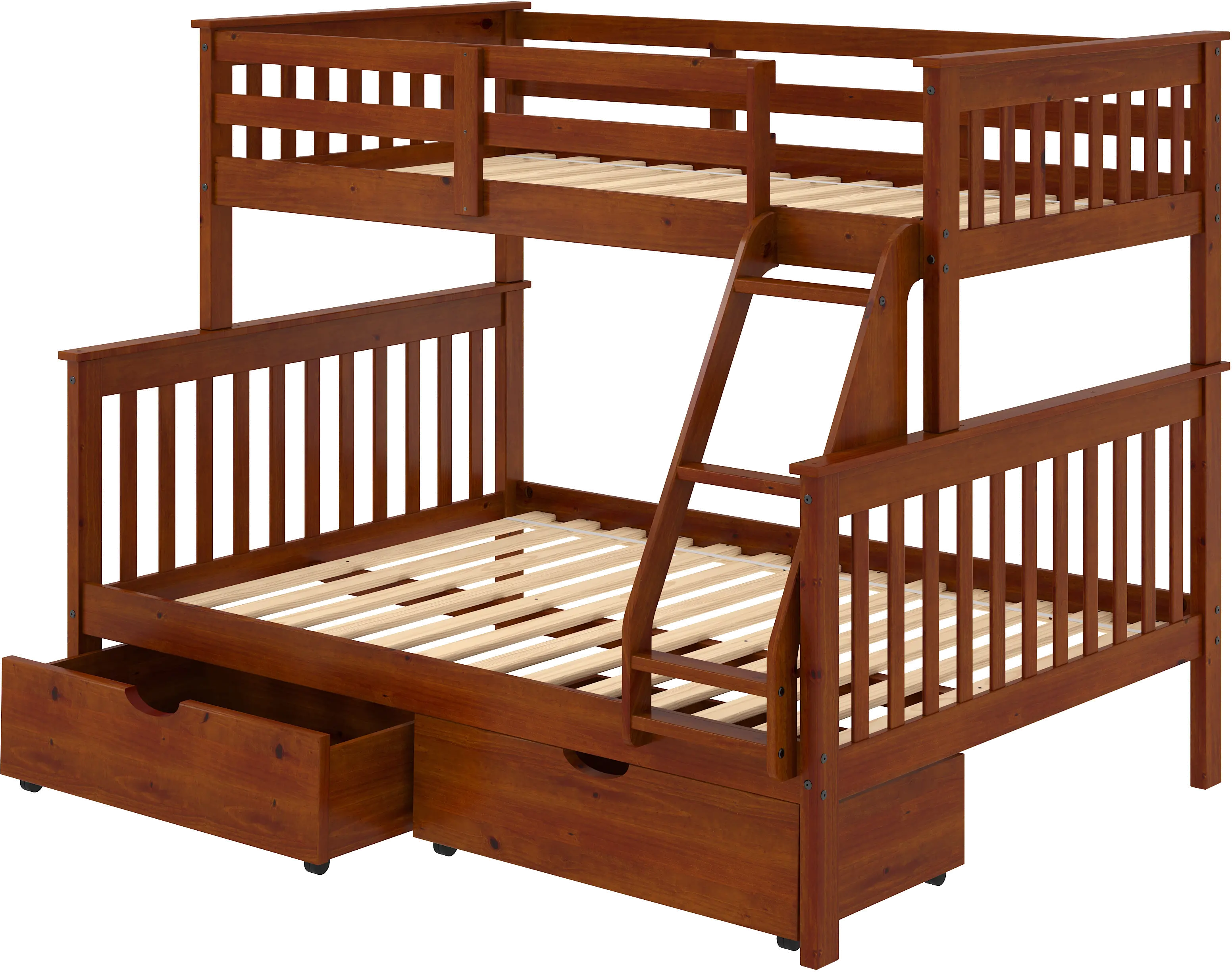 Brown Twin-over-Full Bunk Bed with Storage - Craftsman-5