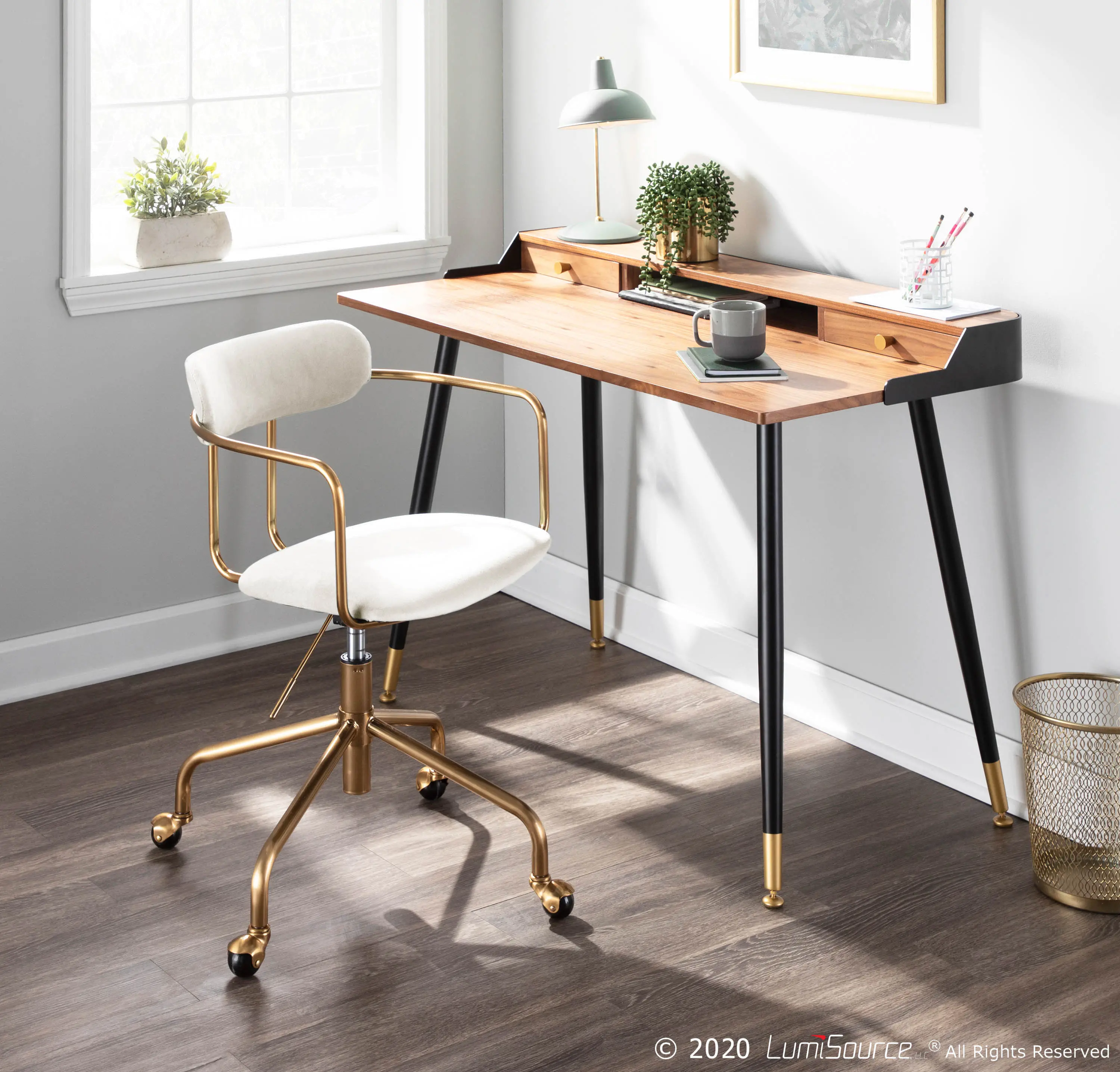 OC-DEMI AUVCR Cream Velvet Office Chair - Demi-7