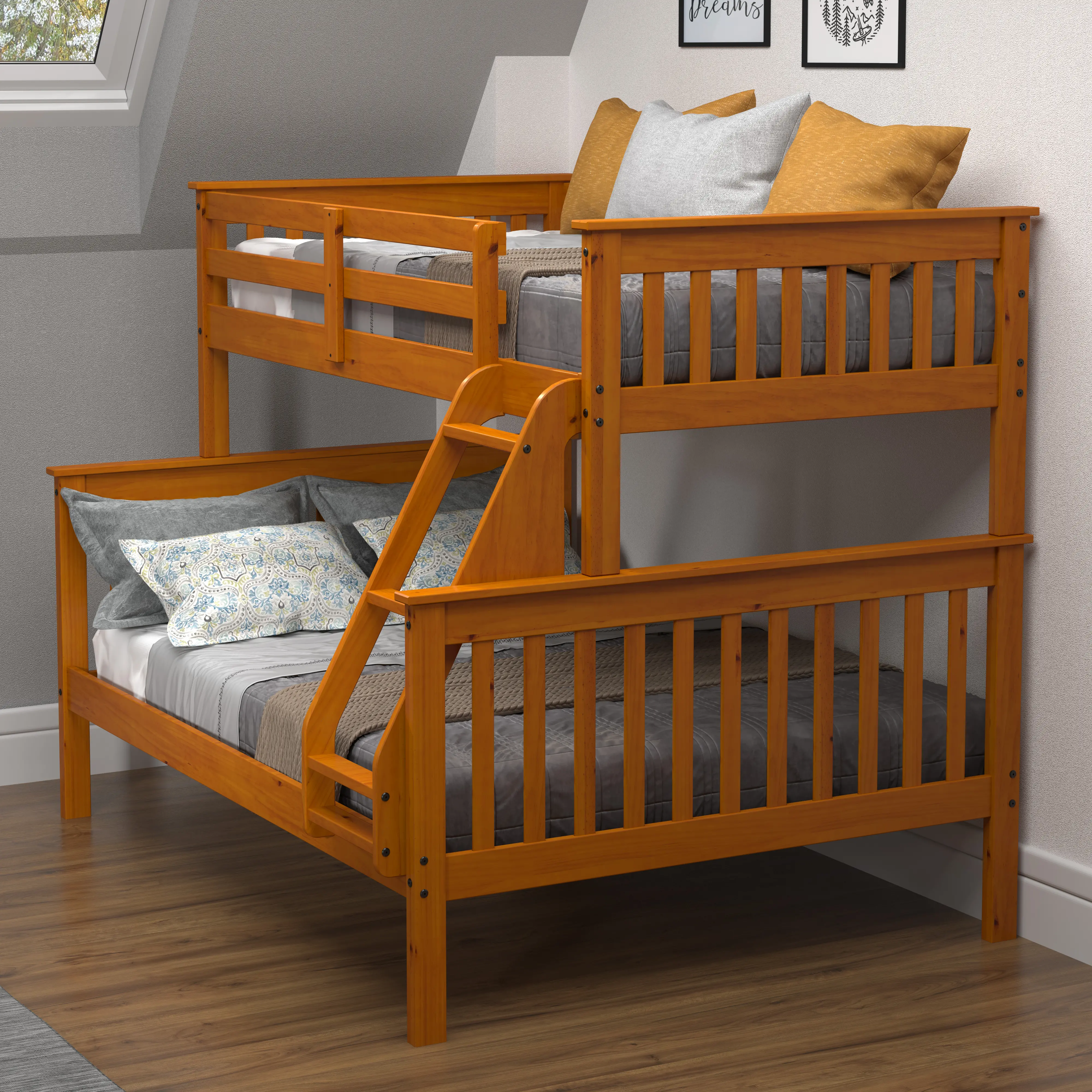 Honey Brown Twin-over-Full Bunk Bed - Craftsman-2