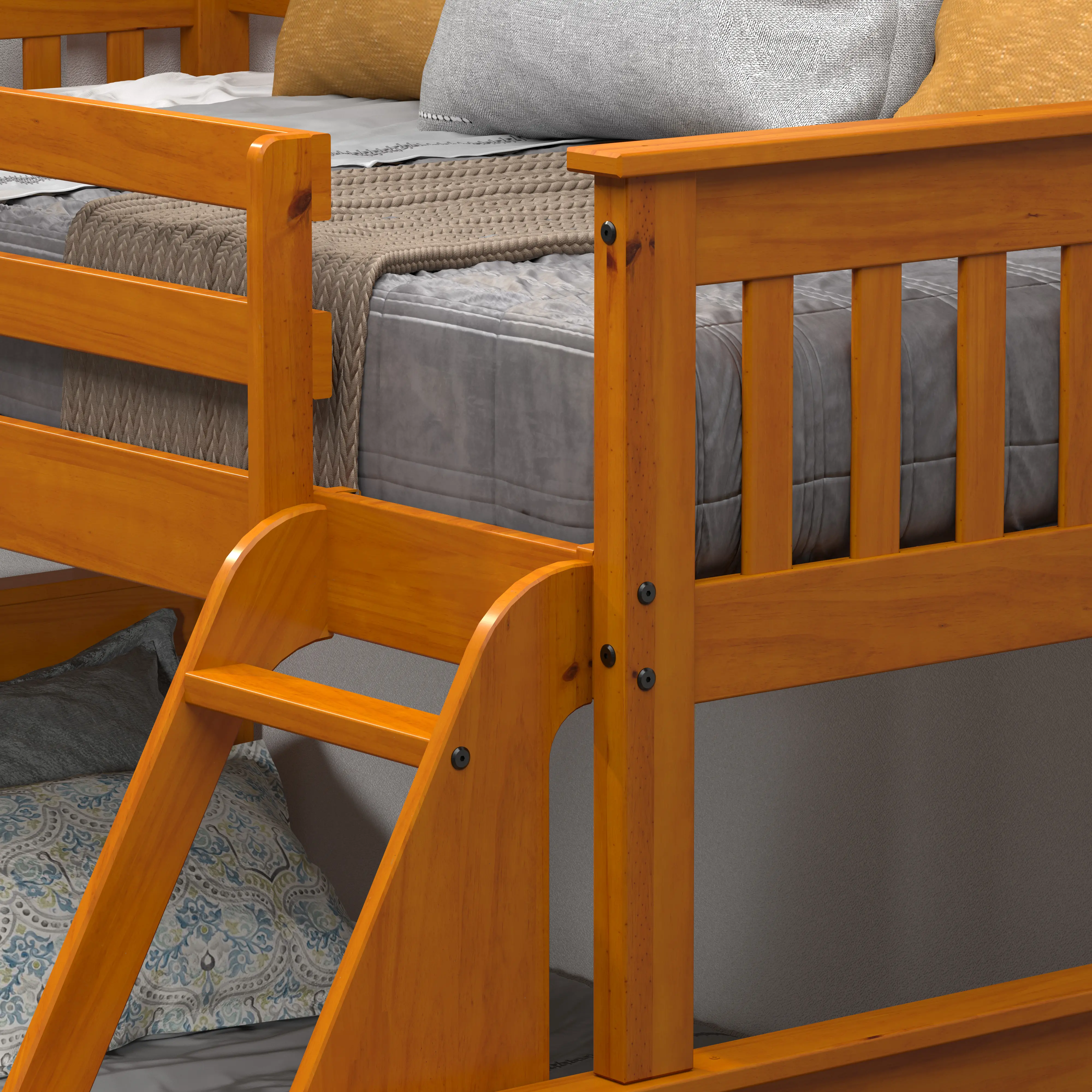 Honey Brown Twin-over-Full Bunk Bed - Craftsman-3