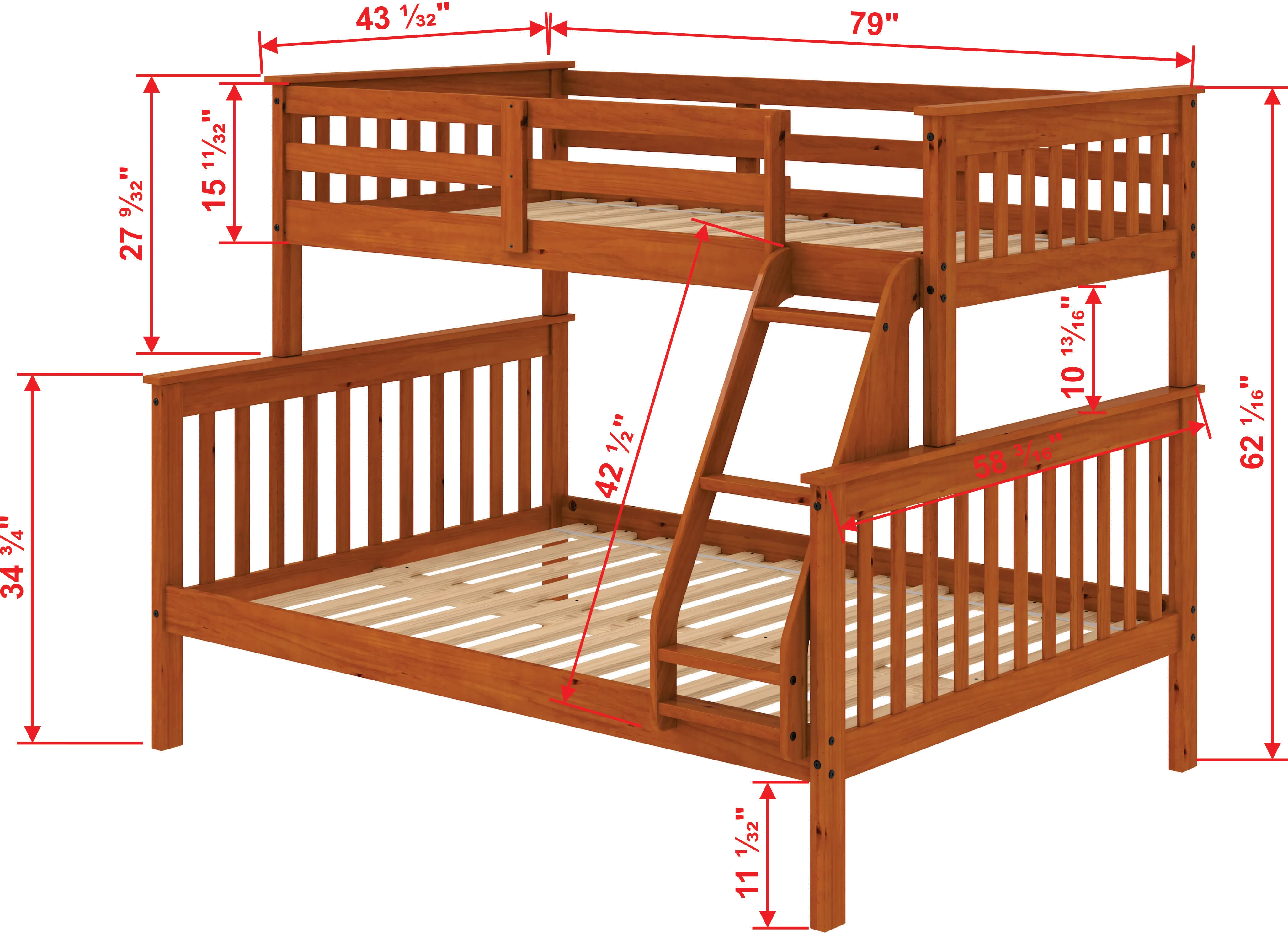 Honey Brown Twin-over-Full Bunk Bed - Craftsman-7