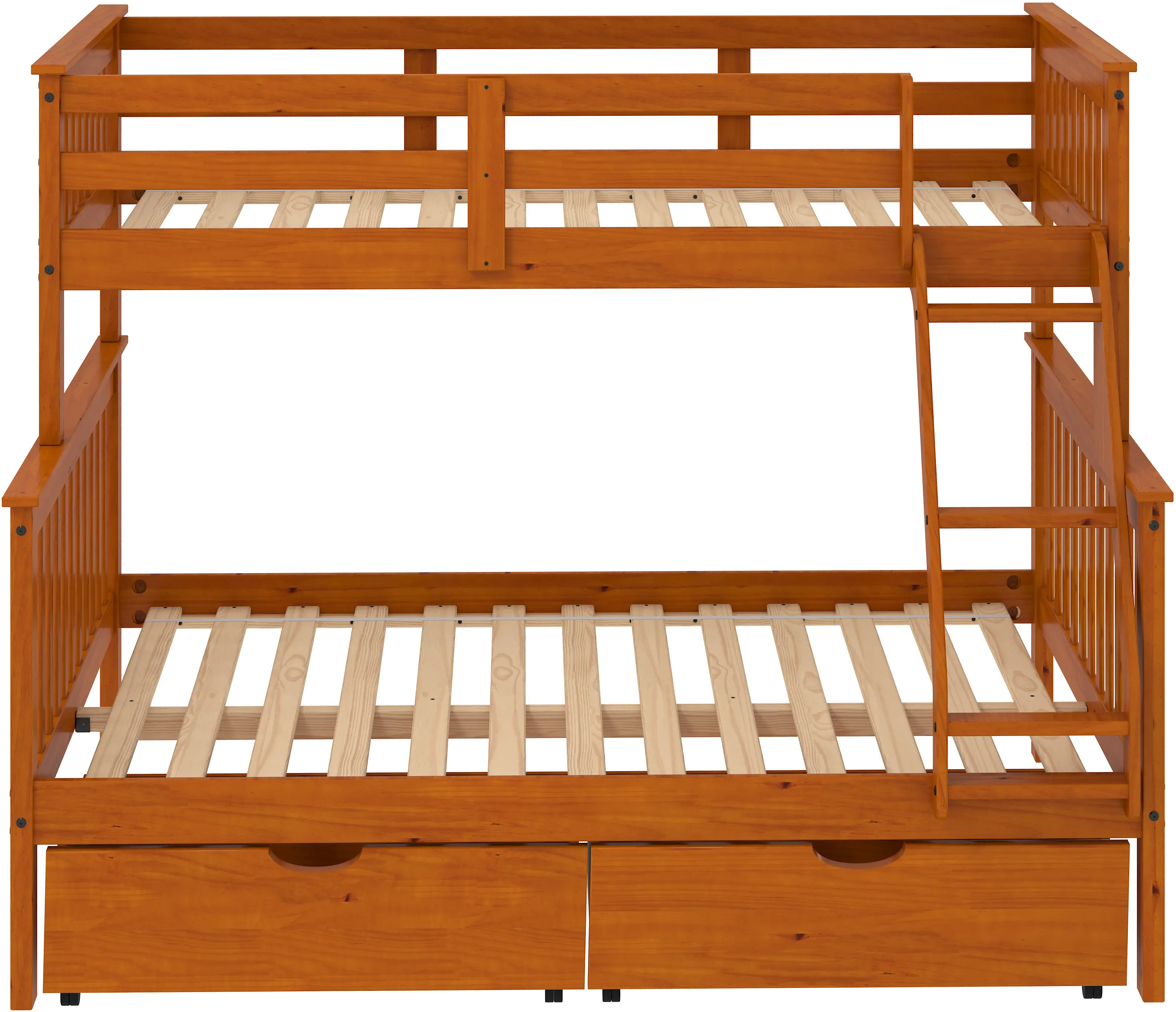 Honey Brown Twin-over-Full Bunk Bed with Storage - Craftsman-4