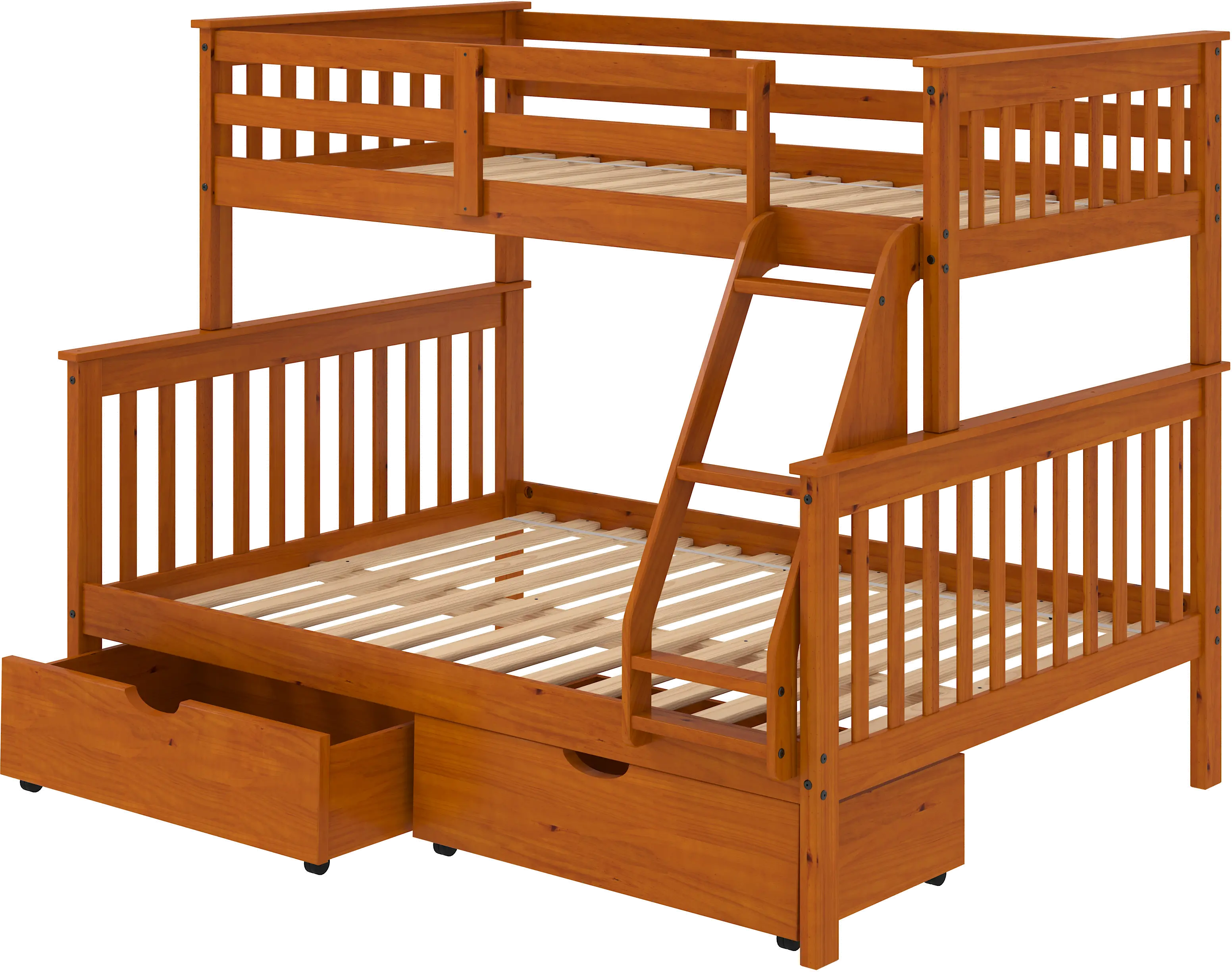 Honey Brown Twin-over-Full Bunk Bed with Storage - Craftsman-5