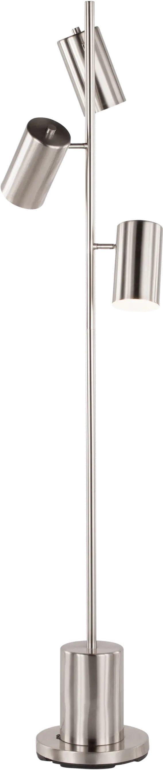 LS-CANNESFL SV Modern Brushed Stainless Steel Three Light Floor Lamp - Cannes-1