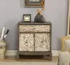 Two Tone Natural and Brown Two Door Storage Accent Cabinet