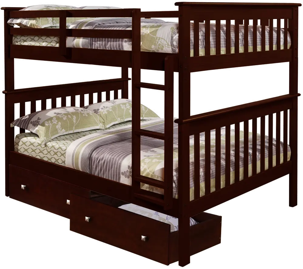 Dark Brown Full-over-Full Bunk Bed with Storage - Craftsman-2