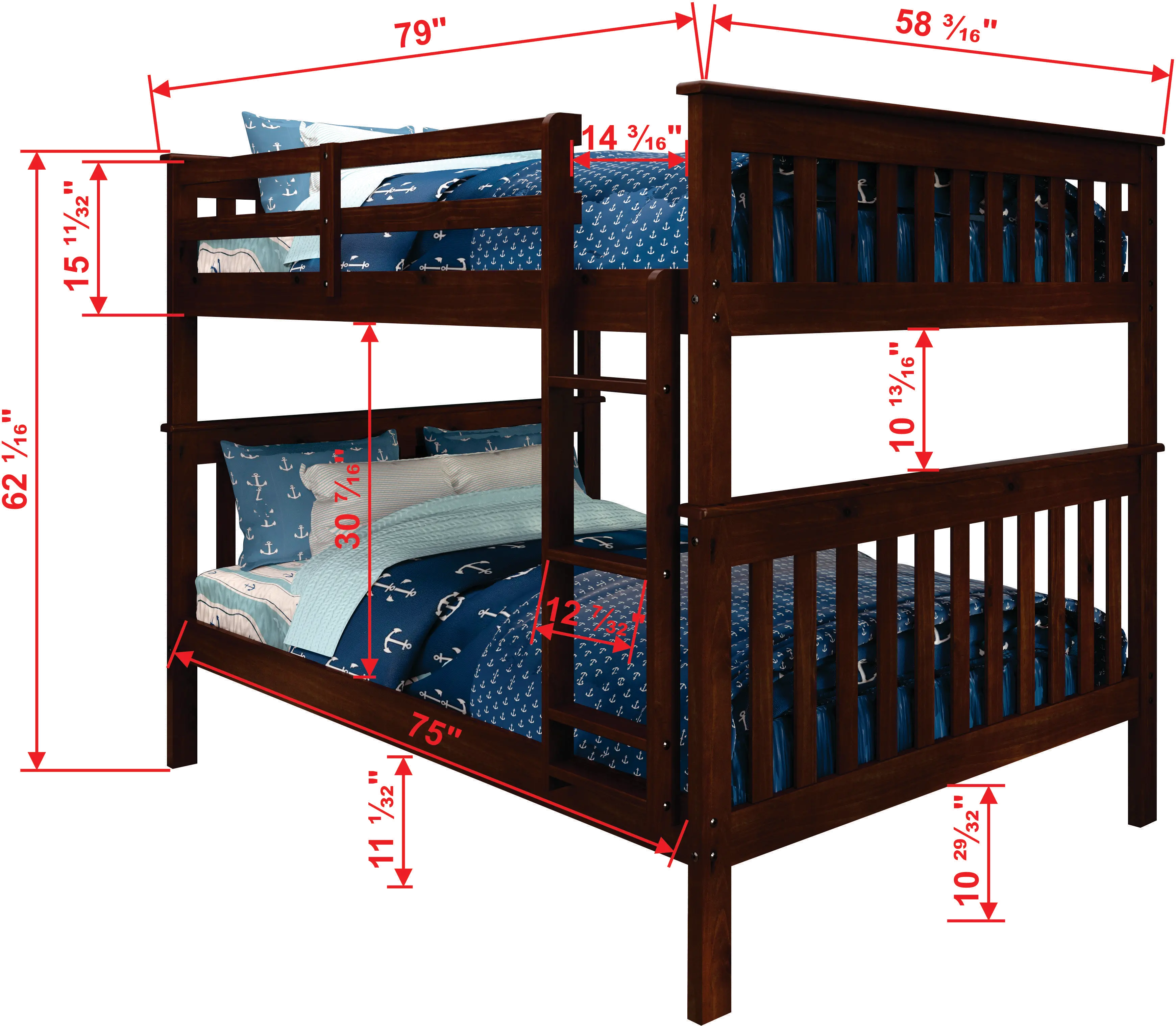 Dark Brown Full-over-Full Bunk Bed with Storage - Craftsman-3