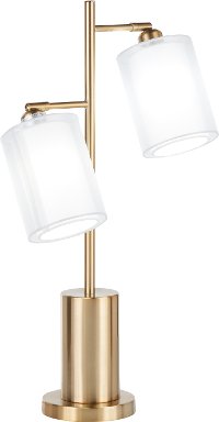 L-CANNESTB AUW Contemporary Gold Metal Table Lamp with White Shades - Cannes
