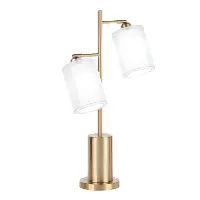 L-CANNESTB AUW Contemporary Gold Metal Table Lamp with White Shades - Cannes