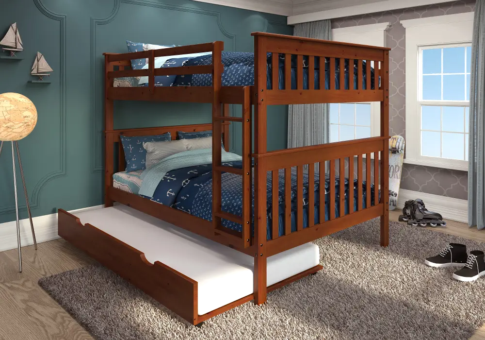 Craftsman Espresso Brown Full-over-Full Bunk Bed with Trundle-1