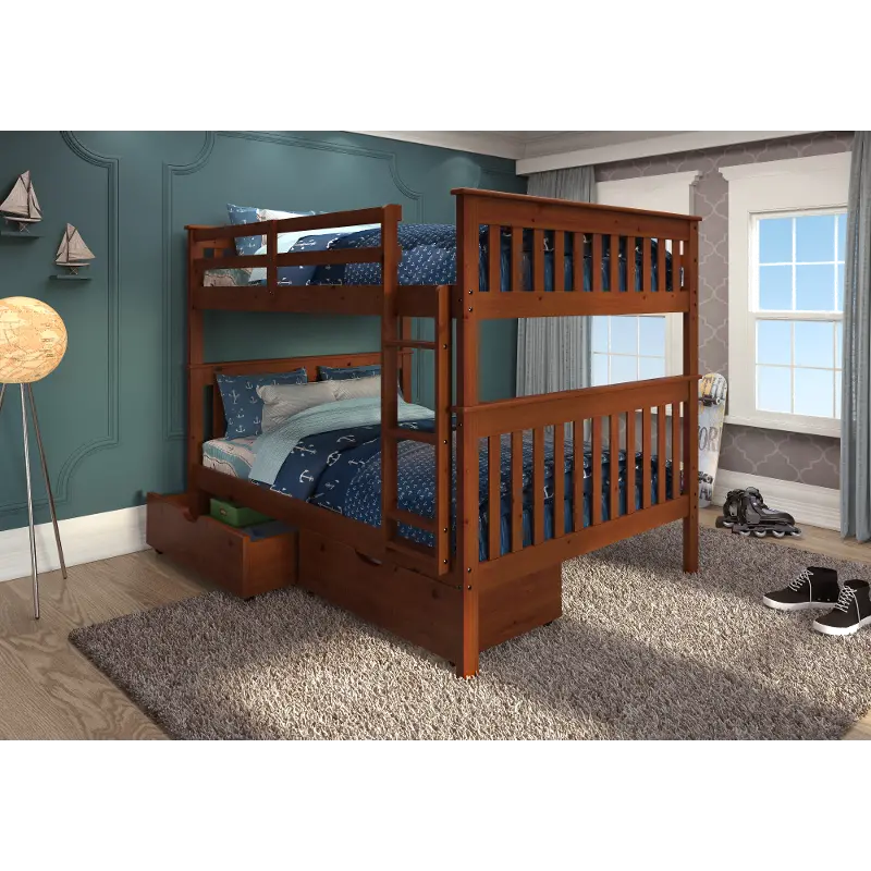 Craftsman Espresso Brown Full-over-Full Bunk Bed with Storage