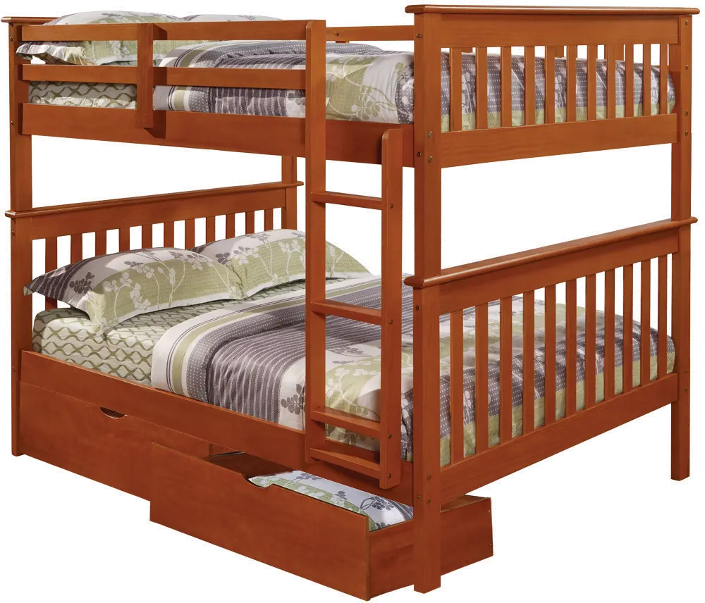 Espresso Brown Full-over-Full Bunk Bed with Storage - Craftsman-2