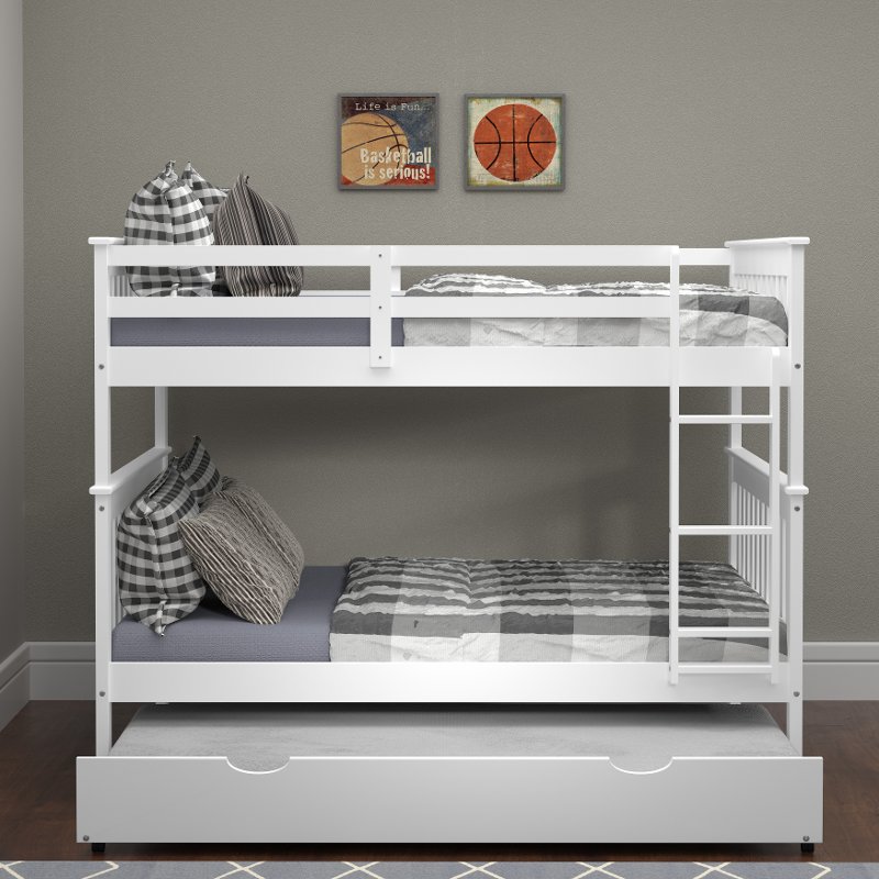 Mission White Full Over Bunk Bed, Mission Twin Over Full Bunk Bed With Trundle