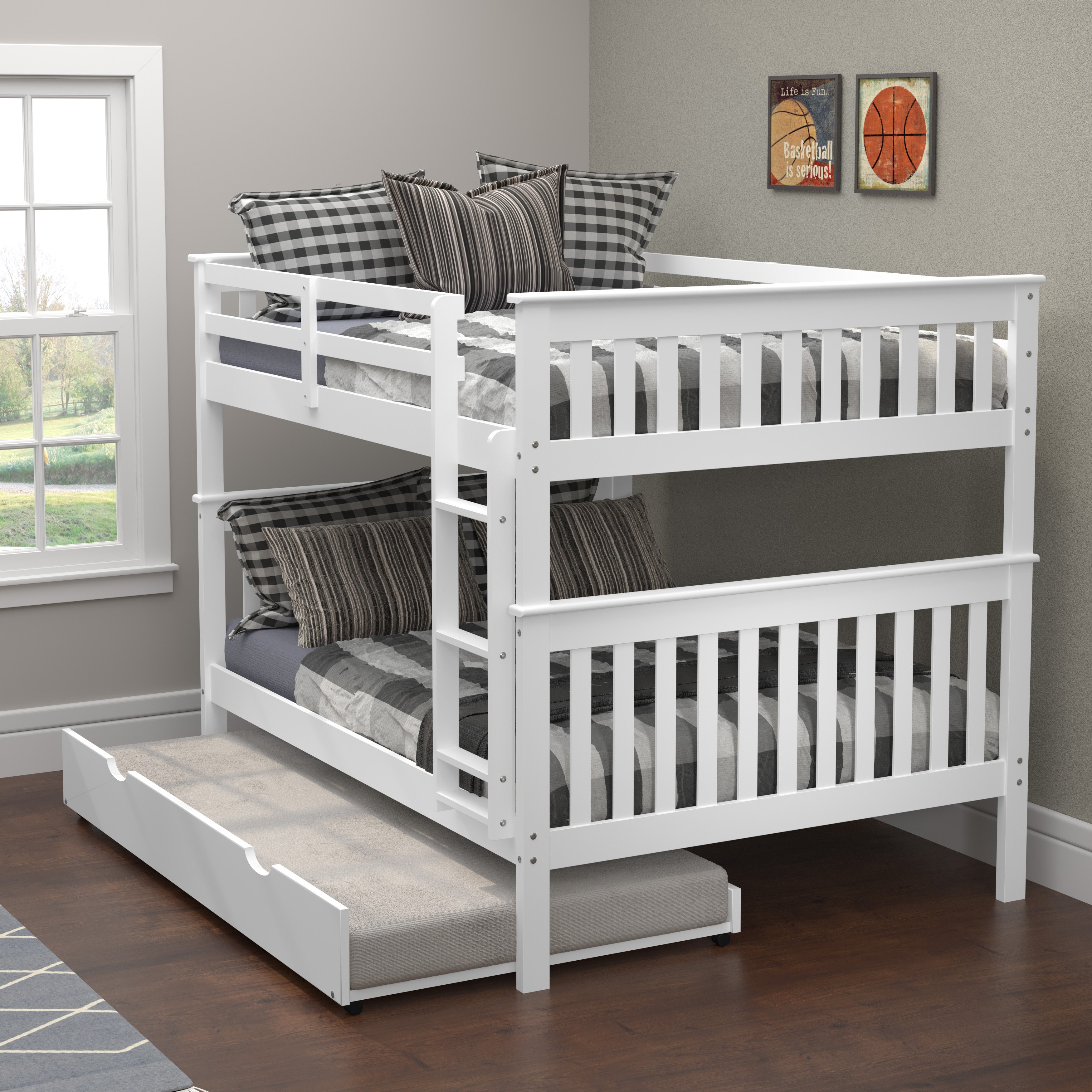 Mission White Full-over-Full Bunk Bed with Trundle - Craftsman-2